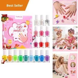Nontoxic Kids Nail Polish Set - 18 Water Based Colors, Quick Dry, Peel Off, Safe - Picture 1 of 6