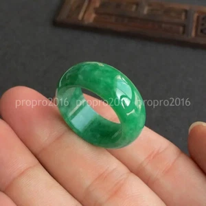 Anillo circular de piedras preciosas de jadeíta verde natural para hombres y mujeres joyería de regalo 19-20 mm - Imagen 1 de 8