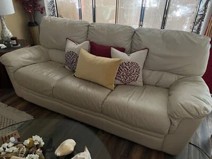 Real Leather Loveseat - Picture 1 of 5