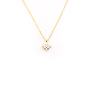 Diamond NorthStar necklace 14 k solid gold 0.08 ct genuine diamond pendant - Picture 1 of 6