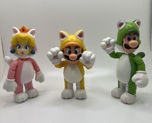 2021 Super Mario 3D World 3-Pack Bowsers Fury Cat Mario Peach Luigi Figures