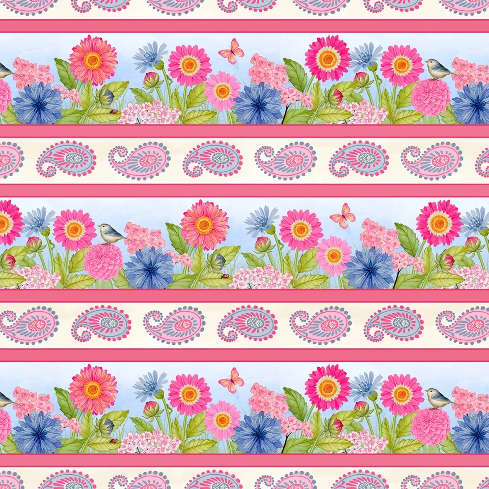 Paisley Punch, Nicole Tamarin Multi Repeating Stripe BTY  44" Wide Quilt Fabric - Image 1 of 4