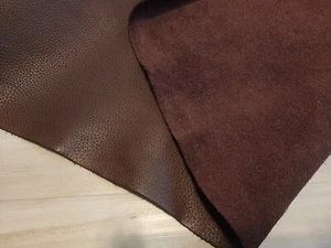 5-6oz BROWN LEATHER SHEET-PANEL-CRAFT-UPHOLSTERY-DIY SOFT w/GRAIN LOW SHEEN 10+ - Picture 1 of 5