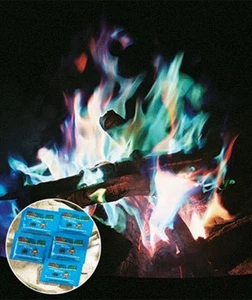 Bunte Feuerpakete. 5er Set Keine Reinigung, Geruch, Rauch oder schädliche Dämpfe. - Bild 1 von 4