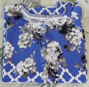SALE! ISAAC MIZRAHI FLORAL & TRELLIS PRINTED 3/4 SLEEVE CARDIGAN-FRENCH BLUE XS! - Picture 1 of 4