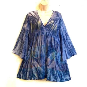 Sacred Threads Hippie Boho Festival Tie Dye Bell Sleeve V Neck Top 222413 A - Picture 1 of 3