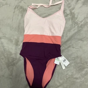 BLEU by ROD REATTIE Colorblocked One Piece Swimsuit Cherry Wine Sz 8 $125 - NWT - Picture 1 of 3