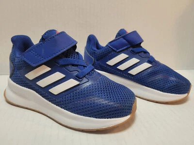 Tênis Adidas RunFalcon I academia atlética azul branco alça infantil tamanho 7K FW5149 - Imagem 1 de 4