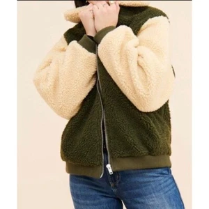 Daisy Street Dark Green & Cream Bomber Jacket Size 2X NWT - Picture 1 of 2
