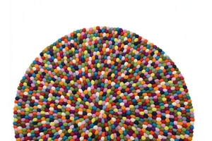 Premium Handmade Multicolor Round Felt Ball Rug - Wool Felt Rainbow Rug 30-300cm - Picture 1 of 21