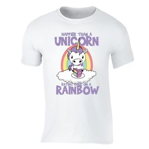 Happier than Unicorn Rainbow tshirt Magic Dab Pride Colorful T-Shirt Pony Tee - Picture 1 of 7