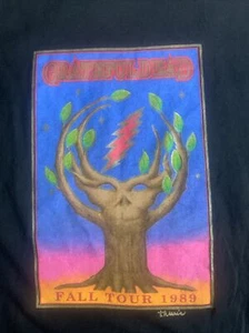 Camiseta gráfica Grateful Dead 1989 gira de otoño negra para hombre XL puntada única, perfecta - Imagen 1 de 9