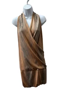 Derek Lam Design Nation Bubble Dress Silky Faux Wrap XL Papaya Sleeveless - Picture 1 of 7