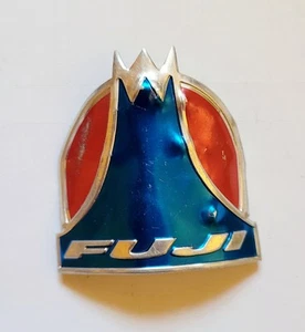 Fuji Bicycle Head Badge Vintage Cycling Blue Red Silver Metal Free Shipping - Picture 1 of 4