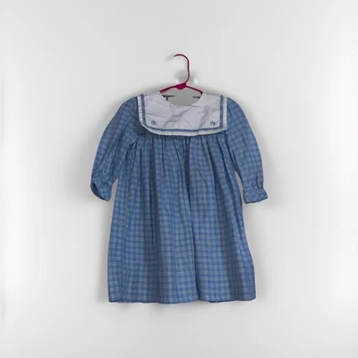 Strasburg Children’s Blue White Collared Dress Sz 4T Snowflakes Classic Event - Image 1 of 4