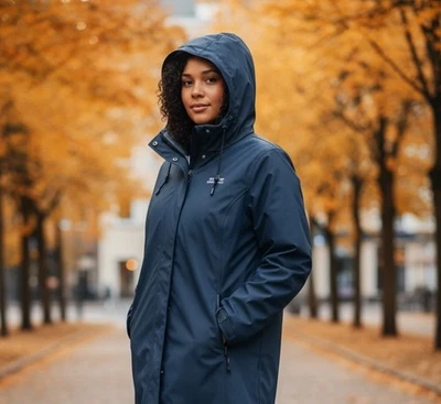 Outdoor Ventures Navy Jacket Women Size XL Fleece Lined Windproof Hooded Coat - Image 1 of 4