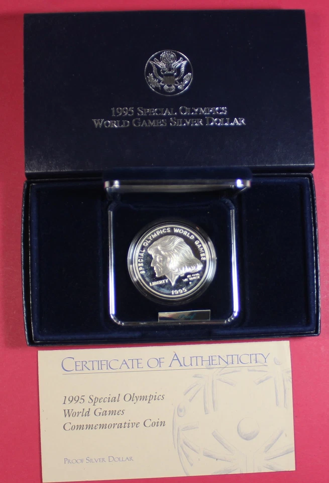 1995 US MINT SPECIAL OLYMPICS PROOF SILVER DOLLAR COMMEMORATIVE w/ OGP & COA - Image 1 of 1