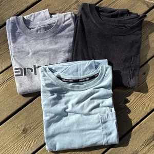 Carhartt 3 T Shirt Lot Size L-XL Force Pocket Logo Grey Baby Blue Workwear - Picture 1 of 22