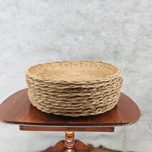 Vintage Wicker Charger Picnic Plate Holders 10" Set of 10 Made in Hong Kong - Picture 1 of 4