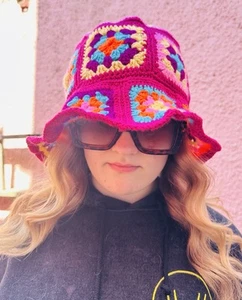 Ladies Crochet Bucket Hat Festival Concert Boho - Picture 1 of 4