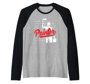 Painter Behind The Wall With Roller Art Raglan Baseball Tee - Picture 1 of 1