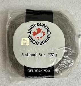 White Buffalo Yarn Wool 6 Strands Cream 8 oz 227g Canada Shade Brown NOS - Picture 1 of 3