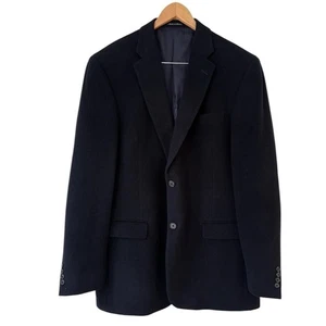 Claiborne Mens Blazer 44L Navy Blue Wool Cashmere Sport Coat Jacket Classic Fit - Picture 1 of 12