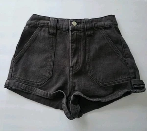 PacSun Womens Size 25 Black Jean Cargo Shorts 100% Cotton  - Picture 1 of 8