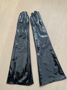 Women's Patent PU Leather Wide Sleeve Long Glove Performance Formal Party Glove - Picture 1 of 5