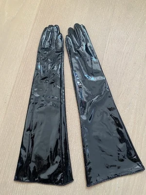 Women's Patent PU Leather Wide Sleeve Long Glove Performance Formal Party Glove - Image 1 of 4