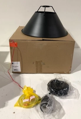 Golden Lighting 3306-L-BLK-BLK Orwell 1-Light Matte Black Standard Pendant - Image 1 of 3