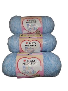 3 Skeins Red Heart Baby Clouds Yarn BLUE SKY No Dye Acrylic Super Bulky FREE SH - Picture 1 of 3