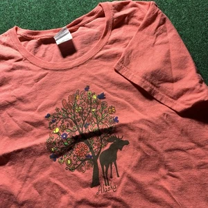 Camiseta Para Mujer Talla XL Alaska Alce Árbol Floral Top Salmón/Melón Rosa - Imagen 1 de 10