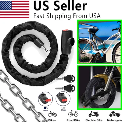 4FT Heavy Duty Bike Chain Lock Anti-Theft Steel Security with 2 Keys for Bicycle - Image 1 of 4