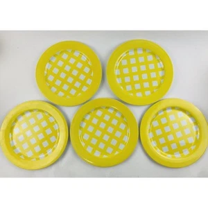 5er Set CITRUS GROVE Melamin Geschirr Speiseteller gelb kariert Block Cottagecor - Bild 1 von 10