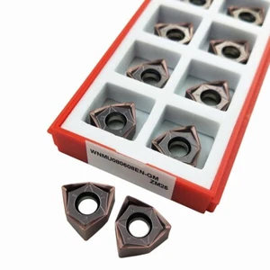 10Pcs WNMU080608EN-GM 8mm Carbide Milling Inserts For MFWN Milling Cutter Head - Picture 1 of 8