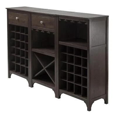 Winsome Wood Ancona 3-Pc Wine Cabinet Modular Set - Image 1 of 2