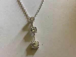 O W Designer Sterling Silver Three Teardrop Pendant w/Sterling Silver Necklace - Picture 1 of 4