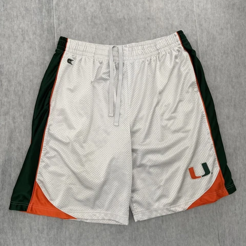 Miami Hurricanes Shorts Adult 2XL White Basketball Lined Pockets Colosseum Mens Cover