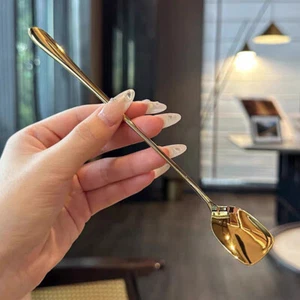 Stainless Steel Coffee Spoon Net Red Golden Dinner Long Handle Stirring Dess _in - Picture 1 of 12