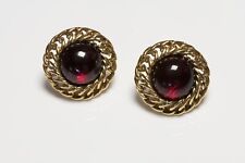 Vintage CHANEL Paris 1980’s Gold Plated Maison Gripoix Red Glass Chain Earrings