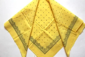 Yellow cotton shawl with floral Ukrainian vintage scarf Spring and summer garden - Picture 1 of 10