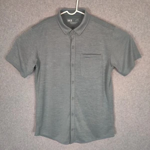 BKE Men Large Button Down Solid Green Long Sleeve Performance Standard Fit - Imagen 1 de 7