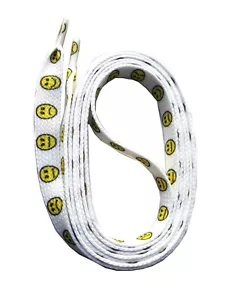 SNORS SCHNÜRSENKEL flach bedruckte Schnürsenkel SMILEY 140cm 55" 10mm Ersatz - Bild 1 von 4