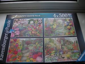 'Glorious Gardens' 4 x 500-piece Ravensburger Jigsaws - made once from new