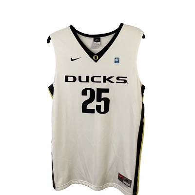 AS IS Oregon Ducks Nike Dri-fit SzM XTra Lng White Men’s Bball Jersey No 25 NCAA - Image 1 of 4