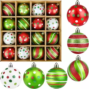 16 Pcs 2.36 Inch Christmas Ball Ornaments, Decorative Hanging Ball Bulk, Plastic - Picture 1 of 11