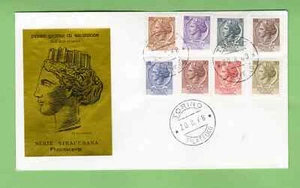 Italy Syracusan series Fluorescent 1968 first day cover 5 to 90 Lire Turin  FDC - Picture 1 of 3
