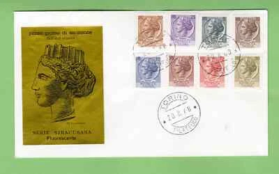 Italy Syracusan series Fluorescent 1968 first day cover 5 to 90 Lire Turin  FDC - Image 1 of 3