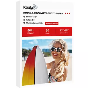 Koala Double Sided Matte Photo Paper 13x19 Inkjet Printer Canon HP 66lb 50 Sheet - Picture 1 of 13